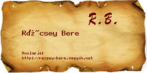Récsey Bere névjegykártya